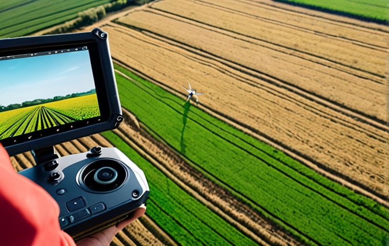 **A farmer using a tablet to analyze multispectral imagery of his fields captured by a DJI Mavic 3 Multispectral drone, showcasing precision agriculture and early problem detection. Focus on the farmer's interaction with the technology.**