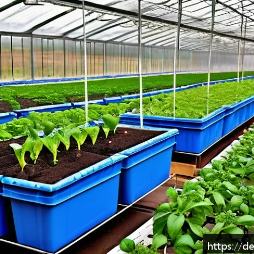 Home 17 작물별 재배 달력 - A vibrant greenhouse interior scene in early spring, showcasing healthy tomato, pepper, and eggplant...